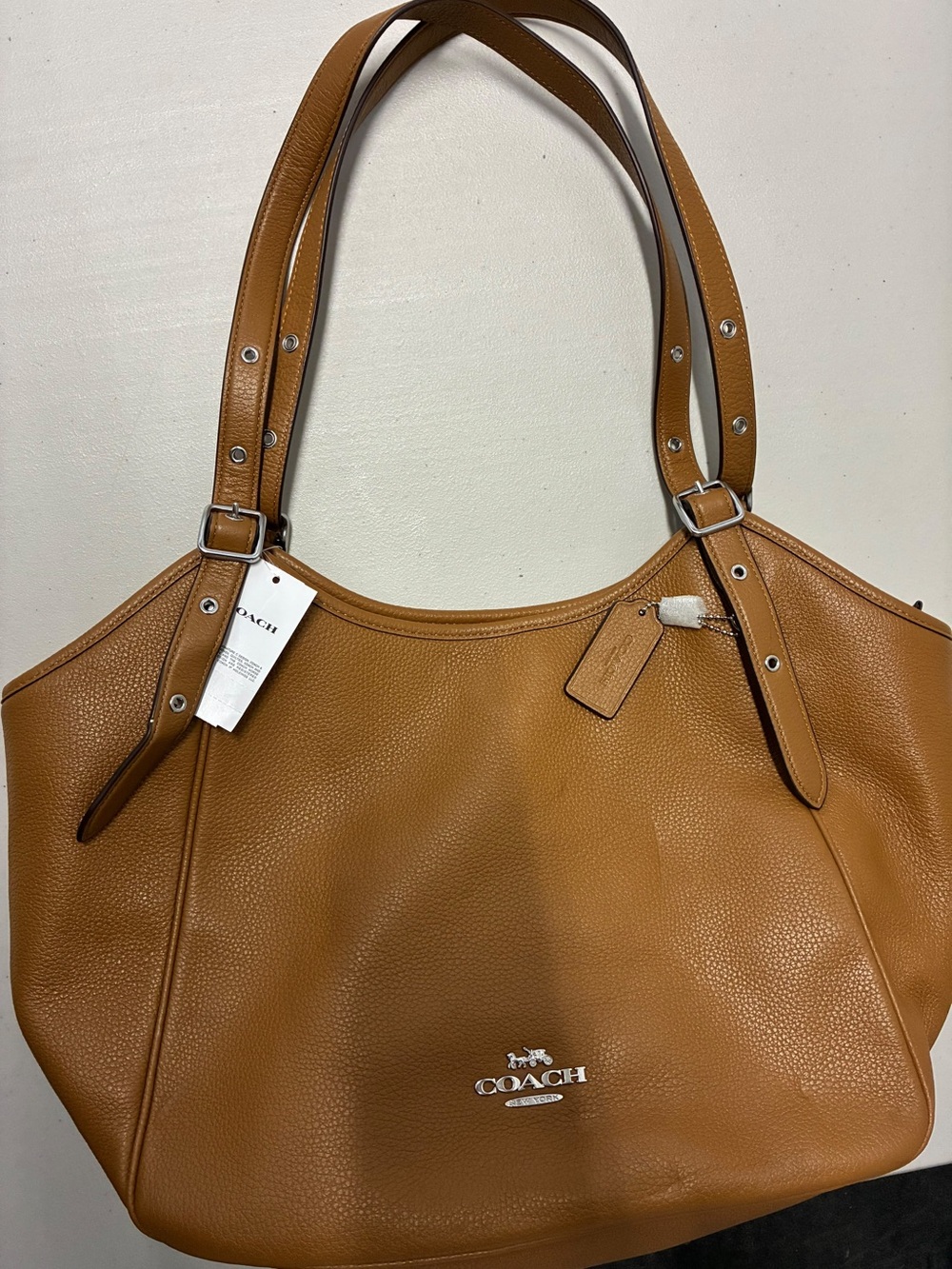 Coach Tan Pebbled Leather Shoulder Bag